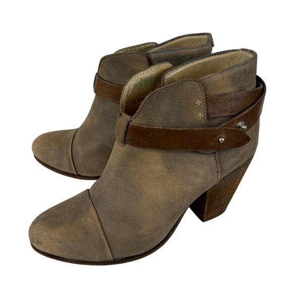 Rag & Bone Women's Harrow Distressed Suede Ankle Booties Stacked Heel Size 7.5 - Picture 1 of 9